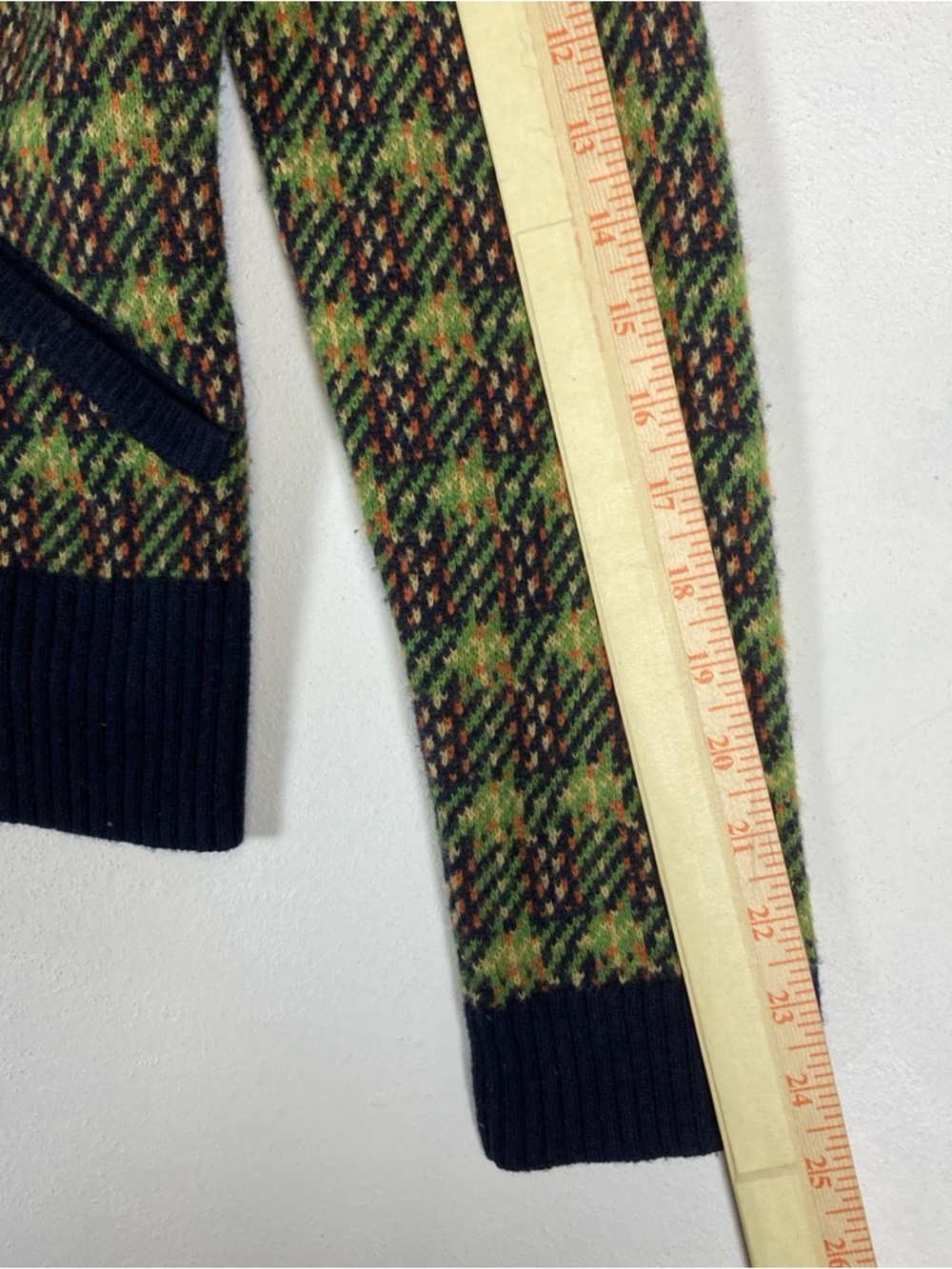 Sparrow Anthropologie Jacket Womens Medium Green Lambswool Cardigan Houndstooth - Picture 8 of 15